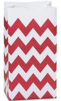 CakeSupplyShop CK79P- 25/set Red & White Chevron Stripes - All-occasion Paper Favor Gift Bags - 4lb - 5x3-1/8x9-5/8"