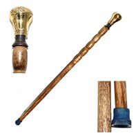 Eve.Store Solid Cast Brass Handle Cane Solid Brass Inlay, Unisex Walking Stick Cane