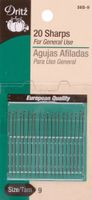 Dritz 56S-8 Sharps Hand Needles, Size 8 (20-Count)