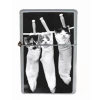 Kittens In Stockings Cute Cats Wind Proof Dual Torch Refillable Lighter D-157