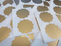 Minilabel 41mm Wavy Edge , Certificate Wafer Company Seal Labels , Stickers For Embossing , Awards & Rewards Matt Gold