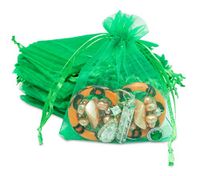 TheDisplayGuys 100-Pack 3x4 Light Green Sheer Organza Gift Bags with Drawstring, Jewelry Candy Treat Wedding Party Favors Mesh Pouch