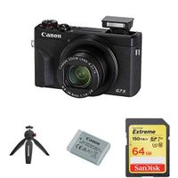 PowerShot G7X Mark III BK, Manfrotto PIXI Mini Tripod, Black (MTPIXI-B) with Canon Battery Pack NB-13L and SanDisk 64GB Extreme SDXC UHS-I Card