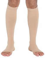ChinFun Open Toe Toeless Compression Pressure Sleeve Socks 20-30mmHG Leg Support Graduated Shin Splints Circulation Recovery Varicose Veins Pain Relief Sports Gear Men Women Nude Skin Color Size XXL