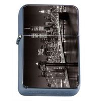 New York City Skyline At Night Windproof Refillable Flip Top Oil Lighter with Tin Gift Box D-440