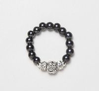 Silver Flower Magnetic Therapy Stretch Ring (Large Ring Size 8-9)