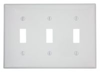 Leviton 80711-W 3-Gang Toggle Device Switch Wallplate, White