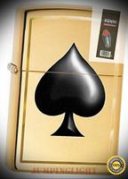 29094 ace of Spades high Polish Brass Lighter with Flint Pack - Premium Lighter Fluid (Comes Unfilled) - Made in USA!