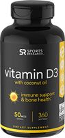 Vitamin D3 (2000iu/50mcg) Enhanced with Coconut Oil for Better Absorption ~ Non-GMO & Gluten Free (360 Mini Liquid Softgels)