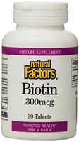 Natural Factors - Biotin 300mcg, Promotes Healthy Hair & Nails, 90 Vegetarian Capsules