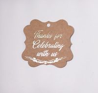 Fancy Frame Gift Tags, Thank You Tags, Gold Foil - 30 Pack - Kraft Paper, Thanks for Celebrating with Us! (Frame Kraft 4)