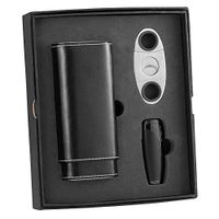 Personalized Visol Naturale and Triad Cigar Case, Lighter and Cutter Gift Set with Free Laser Engraving