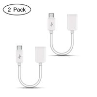 Micro USB 2.0 OTG Cable On The Go Adapter Male Micro USB to Female USB for Android Smart Phones and Tablets,2 Pack, White