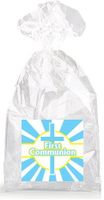 Blue Cross with Blue and White Rays First Communion Party Favor Bags with Ties - 12pack