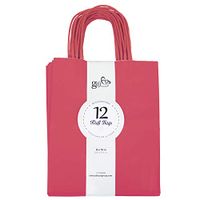 12CT Medium HOT Pink Biodegradable, Food Safe Ink & Paper, Premium Quality Paper (Sturdy & Thicker), Kraft Bag with Colored Sturdy Handle