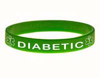 Diabetic ID Bracelet Wristband - Green - 8 Inches - Standard