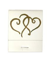 50 White Matches Printed Hearts in Metallic Gold Matchbooks Wedding, Anniversary, Birthday, Party, Your Choice of Color of Print
