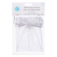 Victoria Lynn Organza Bag, 4-inch-by-5 1/2 Inch, White 3 pack