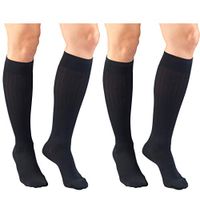 Truform Women's Fit Compression Socks, Rib Knit Pattern, 15-20 mmHg, Navy, Medium (Pack of 2)