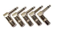 5 Pack of 1/4 Inch 6.3mm Right Angle 90 Degree Mono Male Jack Plug Solder-On Connectors
