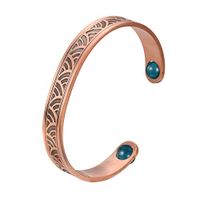 COFITNESS Elegant Pure Copper Bangle with Natural Stone for Men or Women (Blue Natural Stone)