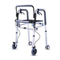 ZYL-YL Elderly Walker Aid Aluminum Lightweight Folding Rollator Walker with Shower Seat/Brakes, Crutches Traction Frame for Old Man/Disabled People