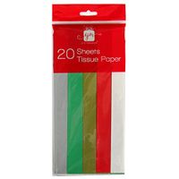 Giftmaker Christmas Coloured Tissue Paper XAHGA101-5 Festive Colours - 20 Sheets,19.7" x 19.7" …