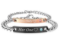 LOVE Beauties His and Hers Matching Set Titanium Stainless Steel His Only Her One Couple Bracelet in a Gift Box (A Pair)
