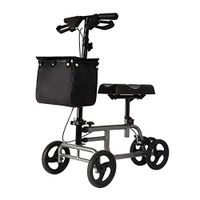 Walkers for Seniors with Seat Foot Fracture Assister, Single Leg Rehabilitation Walker, Disabled Assisted Walker, Trolley with Wheel seat Rolling Walkers (Color : Black)