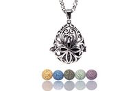 Essential Oil Necklaces for Women Lava Stone Personal Diffuser Teardrop Locket Pendants for Aromatherapy Oils | 24" Extendable Stainless Steel Necklace, Pendant, Beads, Charm, Gift Box by Essenna