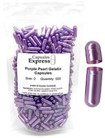 Capsules Express- Size 0 Purple Pearl Empty Gelatin Capsules 500 Count - Kosher and Halal Certified - Gluten-Free Pure Bovine Gelatin Pill Capsule - DIY Powder Filling