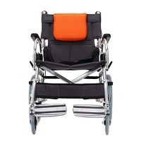 Folding Wheelchair Lightweight Folding Portable Aluminum Alloy Elderly Disabled Wheelchair Manual Wheelchair Scooter Folding Light Four Brakes Can Bear 100kg Push Type