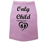 Only Child Expiring Soon Dog T Shirt for Birth, Expecting or Baby Coming Announcement (M (11-23 lbs.), Pink)