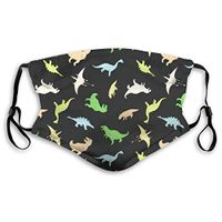 PSelover DIY Breathable Warm Mask, Teenager Dino Pattern Cute Cartoon Hand Drawn Reusable Dust Mask with Activated Carbon Filter Adjustable Earloop