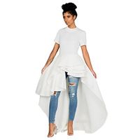 muyuhan Women's Short Sleeve Solid Dresses Casual Evening Party Club Dress(White,L)