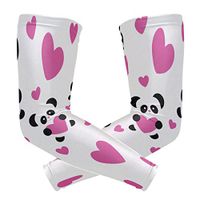 LEVEIS Red White Love Panda Sports Compression Arm Sleeves for Baseball, Basketball, Football, Cycling, Golf 1 Pair 2 Sleeves