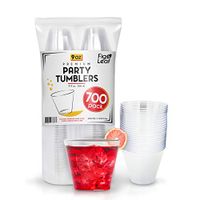 Fig & Leaf (700 Pack) - 9 OZ Clear Plastic Cups Premium Hard Plastic Party Cup l Old Fashioned Tumblers 9-Ounce l Sturdy Disposable Reusable Durable l Top Choice for Catering Wedding Birthday Event