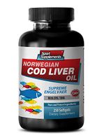 Joint Support - Norwegian COD Liver Oil with Vitamins A & D3/EPA & DHA - Norwegian cod Liver Oil Pills - 1 Bottle 250 Softgels