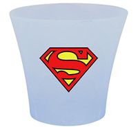 NEW! 3 Gallon Oval Shaped Wastebasket in a Blue Plastic Finish that Features Your Choice of a Novelty Theme Logo and a Free Trash Can Liner! (Superman Logo)