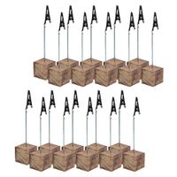 20x Rustic Wood Base with Clip Wedding Place Card Holder Table Number Stand