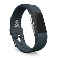 Teak - Silicone Sport Replacement Wristband for Fitbit Charge 2 - Small Slate Grey