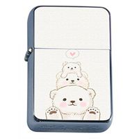 Bear Love Flip Top Oil Lighter Em1 Smoking Cigarette Silver Case Included