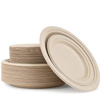Sugarcane/Bagasse (Wheatstraw) Disposable Plates- 100% Tree Free Natural Biodegradable Plant Based Process –Compostable Chemical Free and Eco Friendly Plates, Microwavable (100, Combo 7" 9")