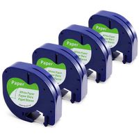Replace DYMO Letratag Refills Paper Label Tape 91330 Black on White for DYMO LetraTag Plus LT100H LT100T QX50, 1/2 Inch x 13 Feet, 12mm x 4m, 4-Pack