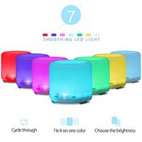 Leoneva Home/Office USB 120ML 5V Essential Oil Diffuser, Night Light Air Humidifier with Auto Shut-Off 6-7 Hours Continuous Diffusing, 7 LED Controllable Colorful Light Aroma Diffuser with Control Rem