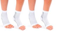 MojaSports Ankle Compression Sleeves Plantar Fasciitis Foot Socks Arch Support (White/Black, Small/Medium)
