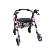 Yadianna Cozy Elderly Walking Walker, Four-Legged Armrest, Walking Auxiliary Medical Device with Seat Plate Basket Non-Slip Walking Stick with Hospital