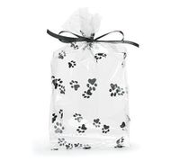 Small Black Animal PAW Print 7x2x3" Cello Cellophane Party Treat Food Snack Bags (100 ct)
