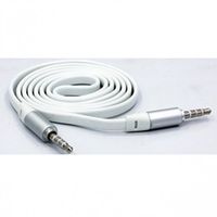 6ft Cord Tangle Free Flat Cable Car Audio Stereo Aux Wire Adapter White for Cricket LG Escape 2 - Cricket LG G Stylo - Cricket LG Optimus L70 - Cricket LG Risio