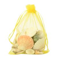 PH PandaHall 100 PCS 5x7 inch Yellow Organza Drawstring Bags Party Wedding Favor Gift Bags for Baby Shower, Birthday, Party, Christmas